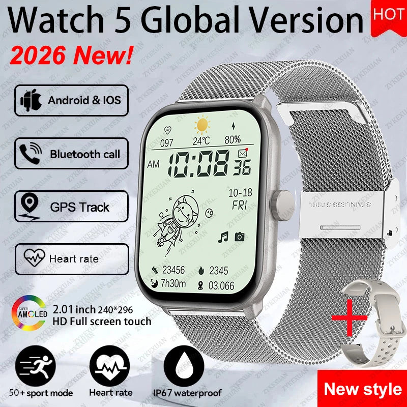 Watch 5 Smart Watch Global Version Men Women HD AMOLED Screen Heart Rate Bluetooth Call GPS Track Waterproof Sports Smartwatches