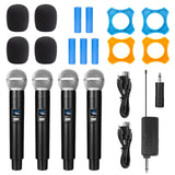 Micrófono dinámico de mano dual inalámbrico UHF para karaoke con receptor recargable para bodas, fiestas, discursos, iglesias y clubes.