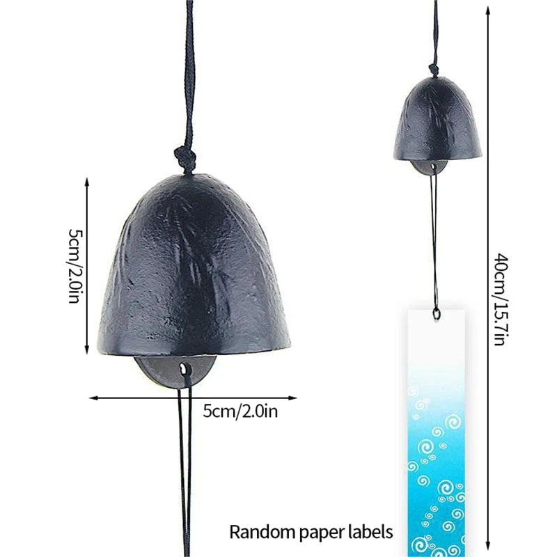 Japanese Wind Chimes Cast Iron Feng Shui Wind Bells Good Luck Hanging Pendant Indoor Outdoor Temple Home Garden Decoration