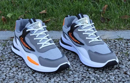 Zapatillas deportivas informales de retazos para hombre, zapatos de malla transpirables para hombre, zapatillas de tenis para correr al aire libre, zapatillas masculinas cálidas con cordones y antideslizantes.
