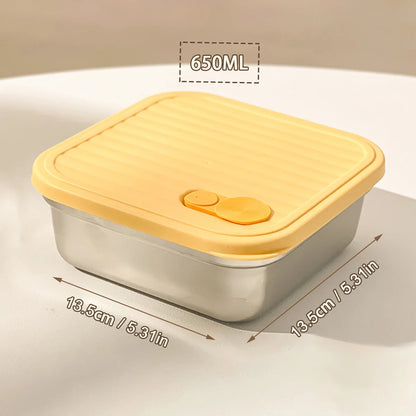 WORTHBUY 304 Stainless Steel Lunch Box With Lid Portable Fruit Salad Food Container Stackable Leak Proof Bento Box For Student