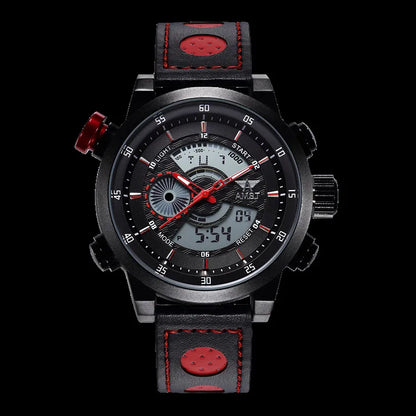 2024 NEW AMST Luxury Brand Men's Quartz LED Watches Men Fashion Casual Sports Clock Genuine Leather Military Wrist Watch