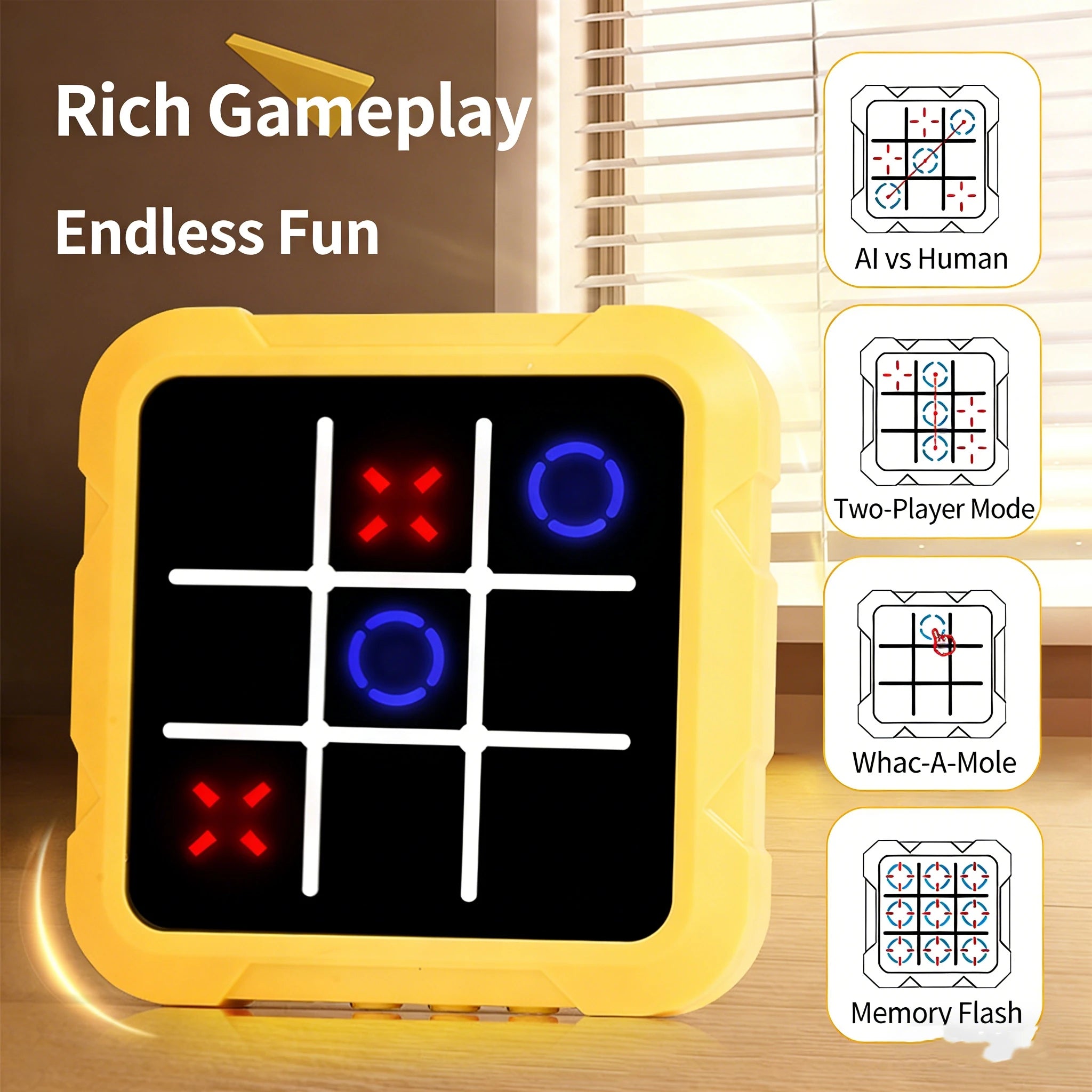Electronic Chessboard Tic Tac Toe Multifunctional Children's Education Strategy Toy Parent-Child Fun Interactive Brain Game