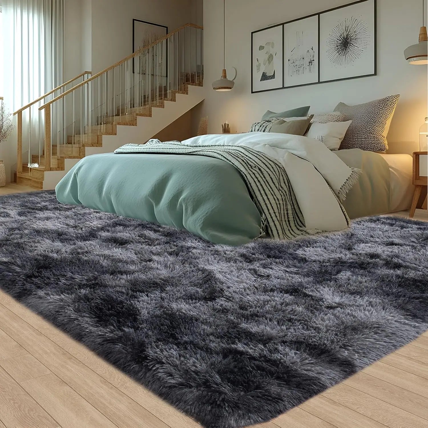 Soft Area Rugs for Living Room Non-Slip Thick Plush Carpets for Winter Anti-Slip Fluffy Artificial Velvet Rugs Soft Gray Carpets