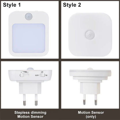 Luz nocturna con sensor de movimiento y luz LED, enchufe europeo, luz nocturna inalámbrica para niños, mesita de noche y dormitorio.