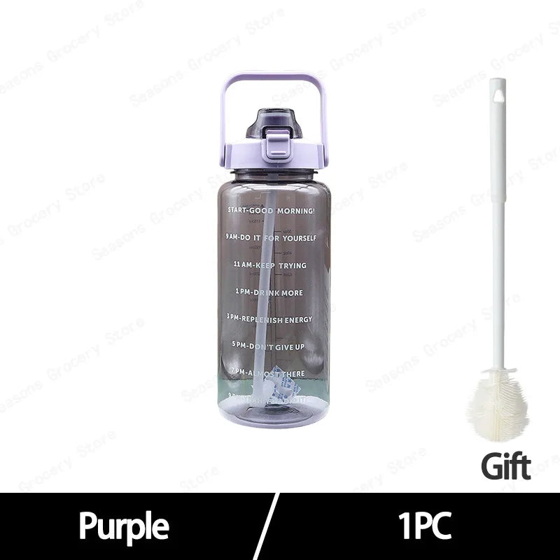 2025 Spring/Summer 2L Large Capacity Outdoor Plastic Bouncing Straw Sports Water Bottle Leak-proof Portable Refill Cups