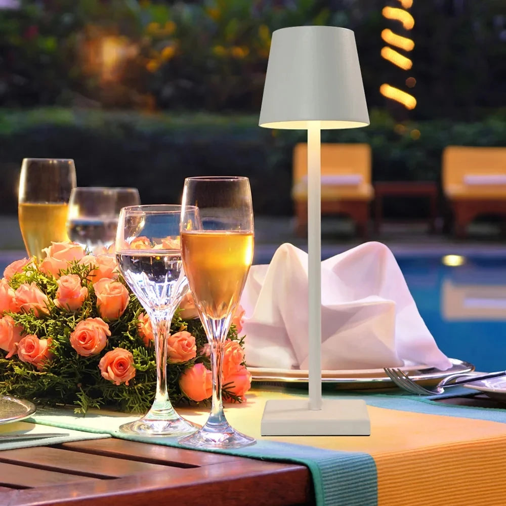 LED Table Lamps 3-Level Dimmable Wireless LED Desk Lamp Touch Bedside Creative Ambient Light USB Rechargeable Bar Outdoor Decor
