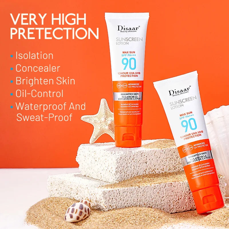 50ml protetor solar corporal facial clareamento creme solar protetor de pele creme anti-envelhecimento óleo-controle hidratante spf 90 +++ rosto