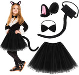 Animal Cat Tiger Cosplay Costume for Boys Girls Headband Clothes Shoes Tail Tutu Skirt Gloves Set for Kids School Performance