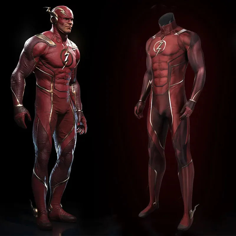 Red Barry Allen Cosplay Costume Adult Men Bodysuit Mask Full Set Halloween Zentai Suit Custom Made