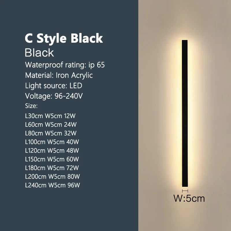 Outdoor waterproof wall lamp LED  strip background wall lamp stair garden lamp living room bedroom bedside ip65 wall lights