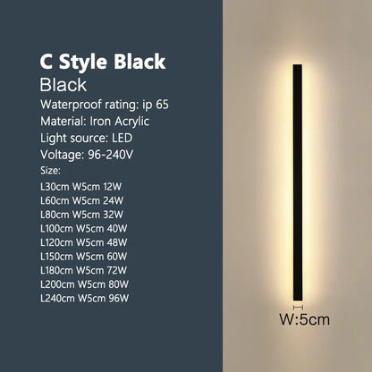 Outdoor waterproof wall lamp LED  strip background wall lamp stair garden lamp living room bedroom bedside ip65 wall lights