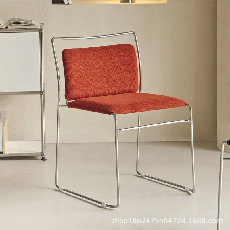Realife Middle Ancient Style Dining Chair Nordic Design Home Study Chair Coffee Shop Soft Bag Backrest Chair Metal Frame 2025