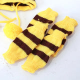 Dog Winter Wear 1 Set(hat+scarf+leg Warmers) Rainbow Stripe Knitted Dog Scarf Winter Warm Hat Footwear Sloves Pet Clothes