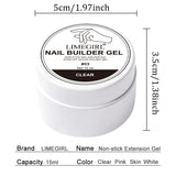 LIMEGIRL 15g Non-Stick Extension Gel UV Quick Build Solid Nail Extension Gel 3D Shaping Nail Art Solid Milky Jelly Hard Gel