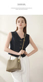 100% Genuine Leather Women's Bucket Bag Luxury Designer Versatile Shoulder Bag Women Commuter Crossbody Bags Female Handbag