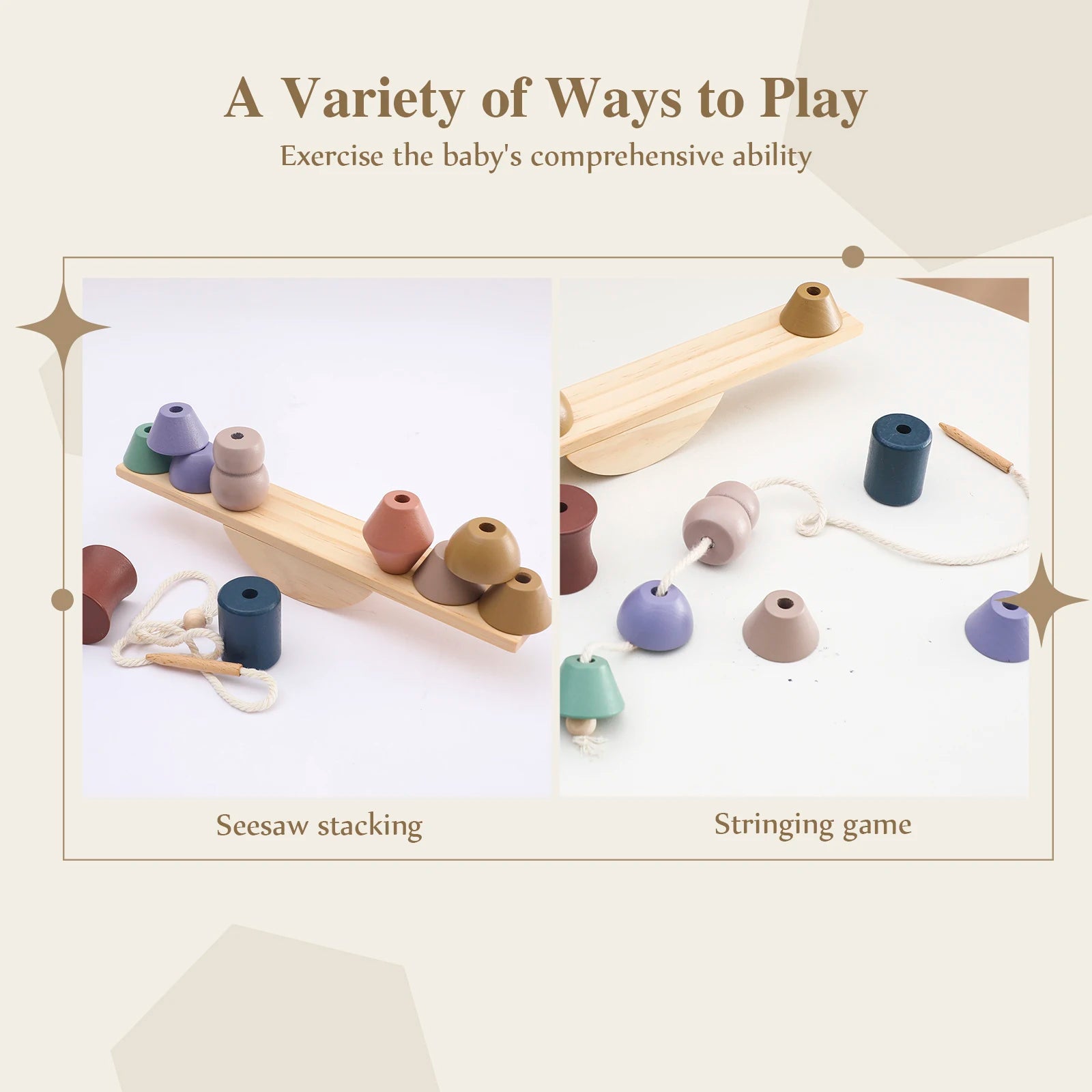Montessori Sensory Toys Stacking Toys for Baby Forest Houses Replica Wooden Forest Blocks Early Childhood Education Game Gift