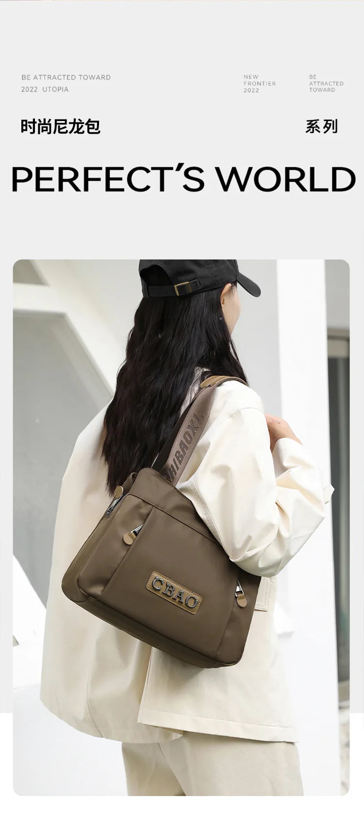 New Women's Bag Luxury Designer Oxford Cloth Handbag Women Shoulder Bag High Quality Fashion Solid Color Female Bags
