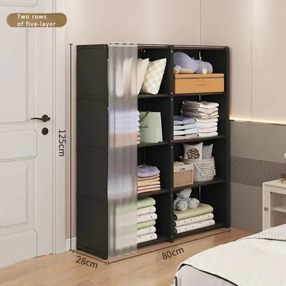 6/5 Layers Dustproof Wardrobe Bedroom Open Simple Assembly Storage Cabinet High Capacity Partition Bookshelf Closet Organizer