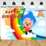 Plim Cartoon Theme Decoration for Kids, 1st Birthday Party Supplies, Baby Shower, Rainbow Circus Background, Photography Props 