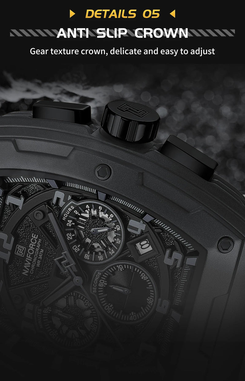 NAVIFORCE Luxury Brand Men Sports Watch Quartz 24 Hours Chronograph Waterproof Male Wristwatches Date Display Clock Reloj Hombre