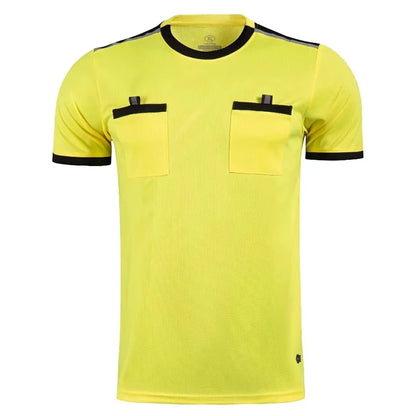 Professional Men Referee Uniforms Soccer Football Jerseys Shirts Pockets Judge Short Sleeve Team Shirt Sportswear Clothes