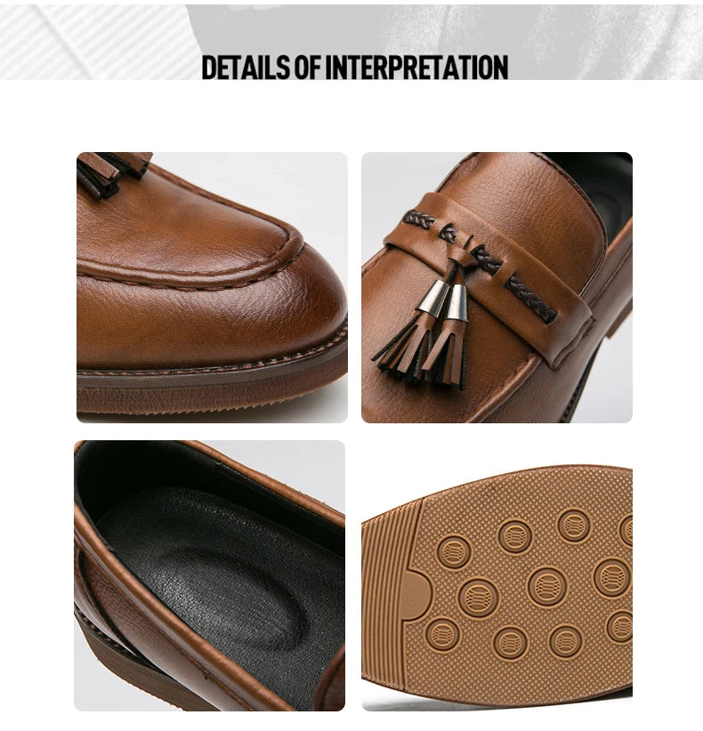 Pointed casual moccasins for men fringed slip-on men's shoes Beef soles bean boat shoes Fashion hair stylist fashion shoes