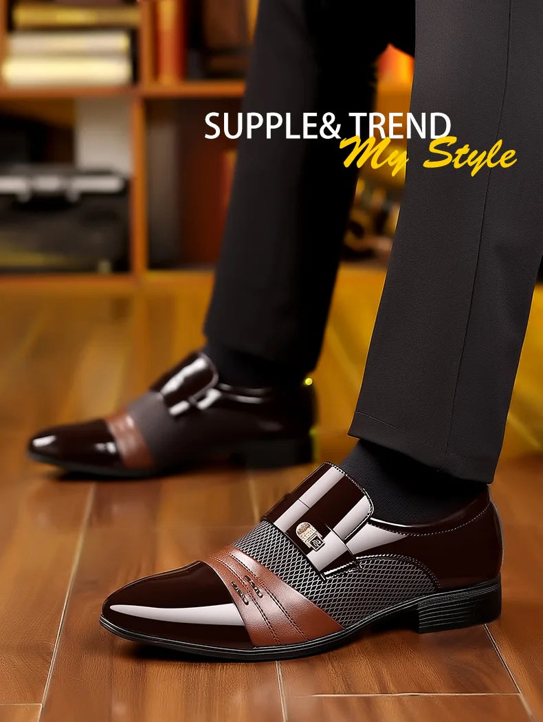 Men's Luxury Lacquer Oxford Wedding Shoes, Pointed Toe Dress Shoes for Men, Classic Business Men's Leather Shoes, Big Size 38-48