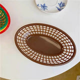 Photo Prop Plastic Food Baskets Reusable Colorful Bread Plate Oval Shape Basket Serving Desktop Decor