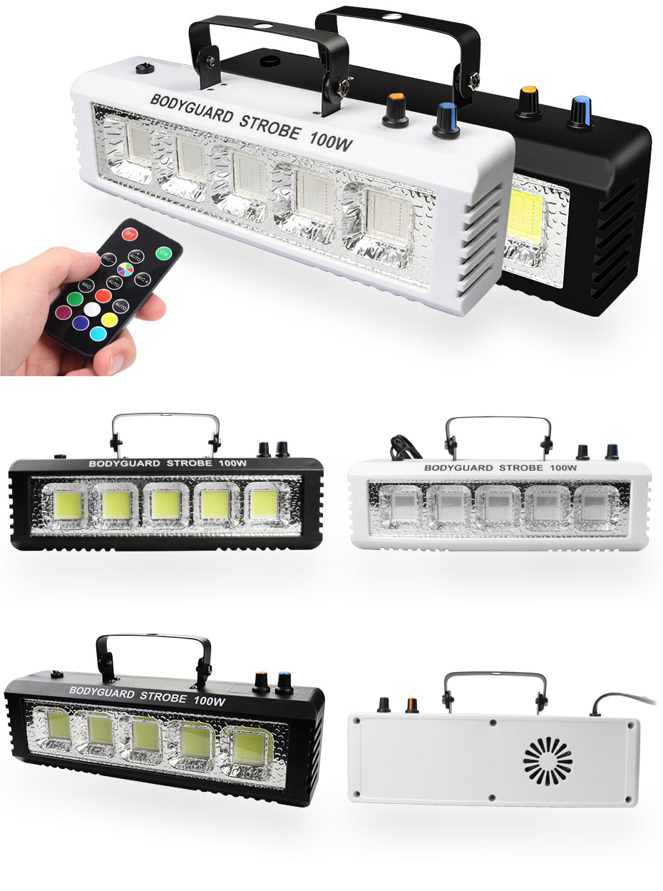 Luces estroboscópicas ALIEN RGB blancas para DJ, discoteca, 40 W, 60 W, 80 W y 100 W, con control remoto, sonido flash, para fiestas, bodas, vacaciones, escenarios.