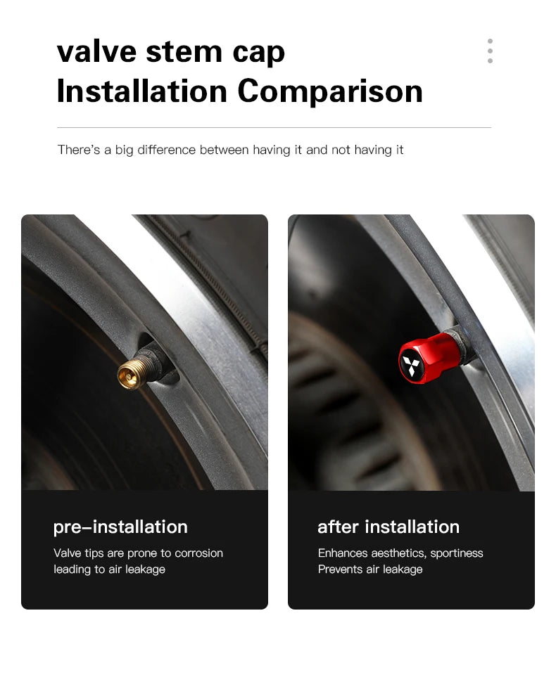 4 tapas de válvula de neumático de coche, cubiertas de metal para rueda, accesorios para Mitsubishi Eclipse Lancer Pajero ASX Colt I200 Space Delica Ex