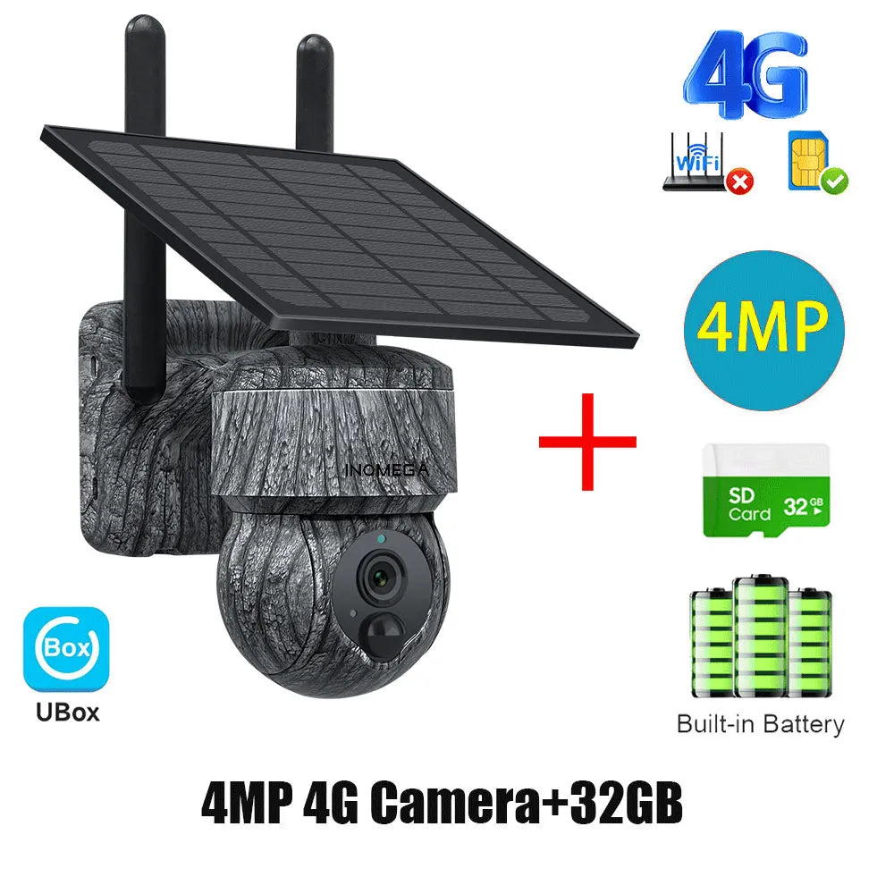 INQMEGA 5MP 4MP WIFI Wireless PTZ Solar Camera 4G SIM With Solar Panel Two Way Audio Security Protection CCTV Camera Battery Cam