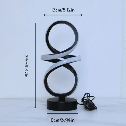 Creative spiral LED table lamp, adjustable in 3 colors, USB power supply, suitable for home bedrooms, offices, and study rooms