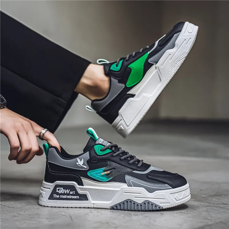 2024 Autumn New Casual Sports Shoes Men's Leather Low-Top Fashion Trend Easy-Match Running Shoes Men's Skateboard Shoes Suitable for Outdoor Sports