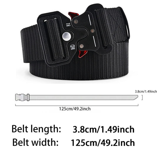 Cinturón táctico con hebilla de plástico Red Ears para hombre, multifuncional, estilo militar, de lona, ​​para entrenamiento al aire libre, de nailon sintético.