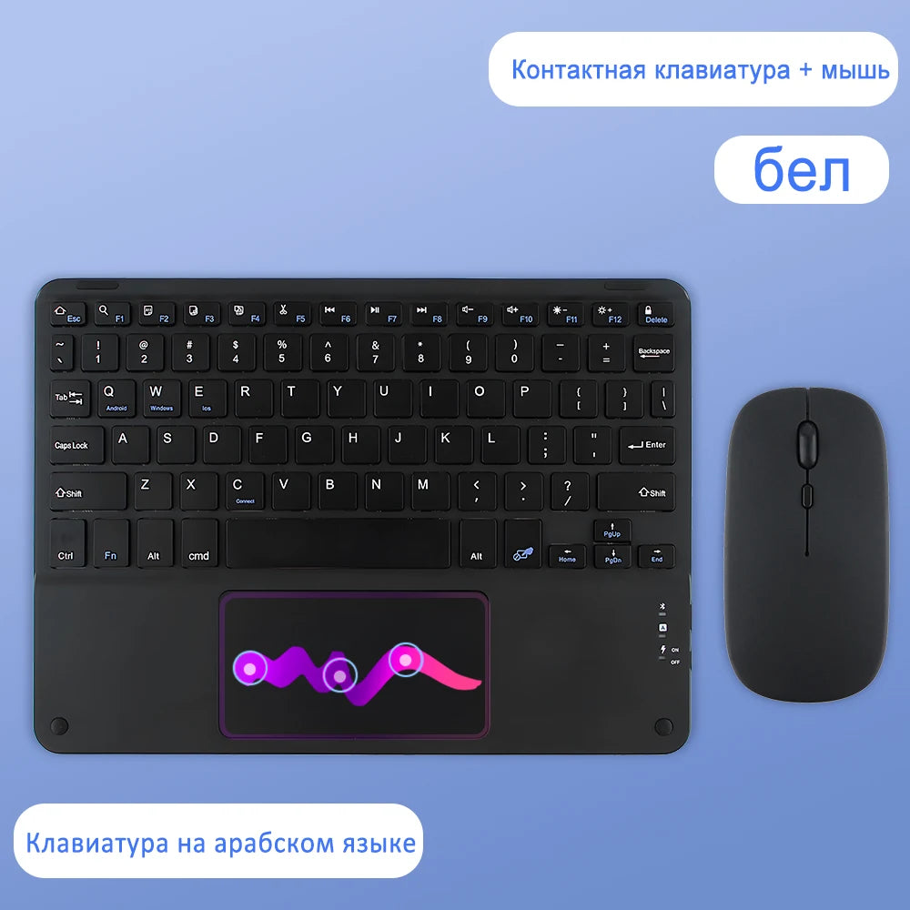 Touchpad Bluetooth Wireless Keyboard For Android iOS Samsung Xiaomi Tablet For iPad Air Pro Mini Spanish Russian Korean Keyboard