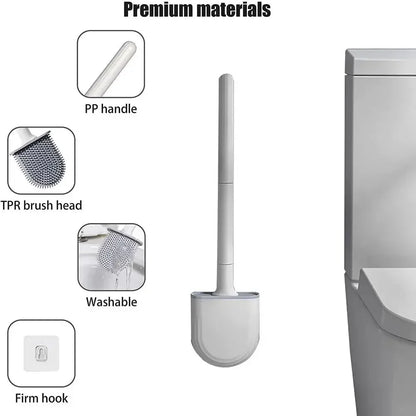 Wall Mounted Toilet Brush Replacement Long Handled Silicone Toilet Brushes Quick Drying Soft Bristles Toilet Bidet Bathroom Set