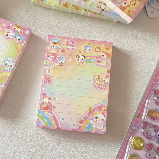 MINKYS 50 Sheets Kawaii Rainbow Bear Memo Pads Paper To Do List Journal Note Paper Stationery DIY Material