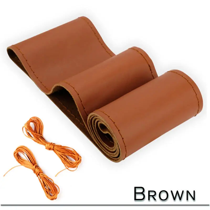 38cm 15inch Car Steering Wheel Braid Cover Artificial leather Needles And Thread Soft Non-slip Auto Interior Accessories Kits