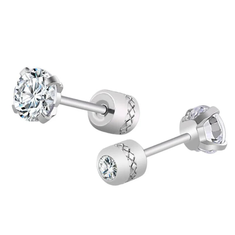 Stainless Steel Crystal Earrings for Men and Women, Non-Fading Earrings, Jewelry, 1 Pair