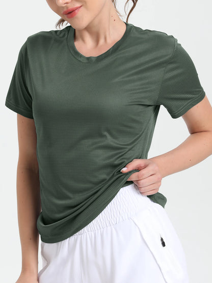 Women's Solid Color Ultralight Quick Dry Sport T-Shirt,Breathable Lightweight  ,Running Gym Compression Shirt