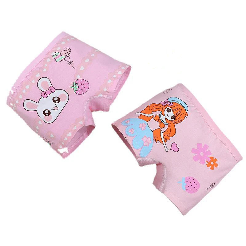 4PCS/Lot Girls Cotton Underwear Toddler Children High Waist Cartoons Boxers 1-9Years Kids Panties Teenagers Underpants