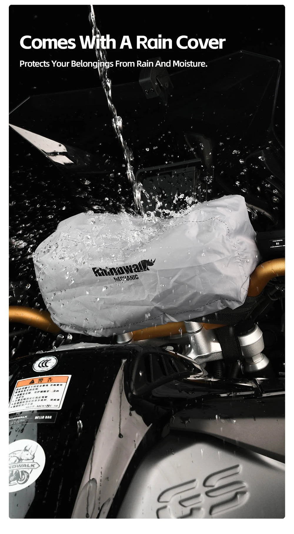 Rhinowalk Motorcycle Handlebar Bag Waterproof Universal Storage Bag Travel Motor Accessory For BMW1250ADV KTM890 CF450 Kawasaki
