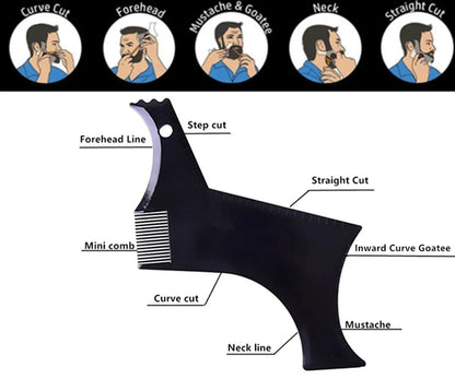 Men Beard Styling Template Stencil Beard Comb Fits All-In-One Beard Shaping Tool Barber Supplies Professional Beard Accessories