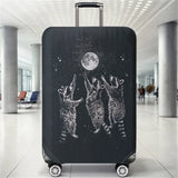 Raccoon Moon Playful Black Bottom Pattern Luggage Protective Cover, suitable for 18-32 inch luggage covers, luggage handle glove