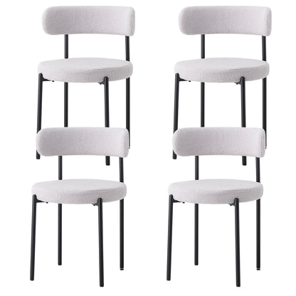 EGOONM 4Pcs Nordic Style Dining Chairs Upholstered Kitchen Chairs with Teddy Velvet Chair Home Desk Dining Room Kitchen Chairs