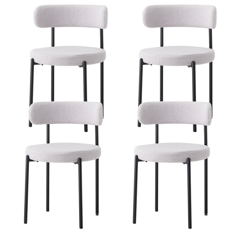 EGOONM 4Pcs Nordic Style Dining Chairs Upholstered Kitchen Chairs with Teddy Velvet Chair Home Desk Dining Room Kitchen Chairs