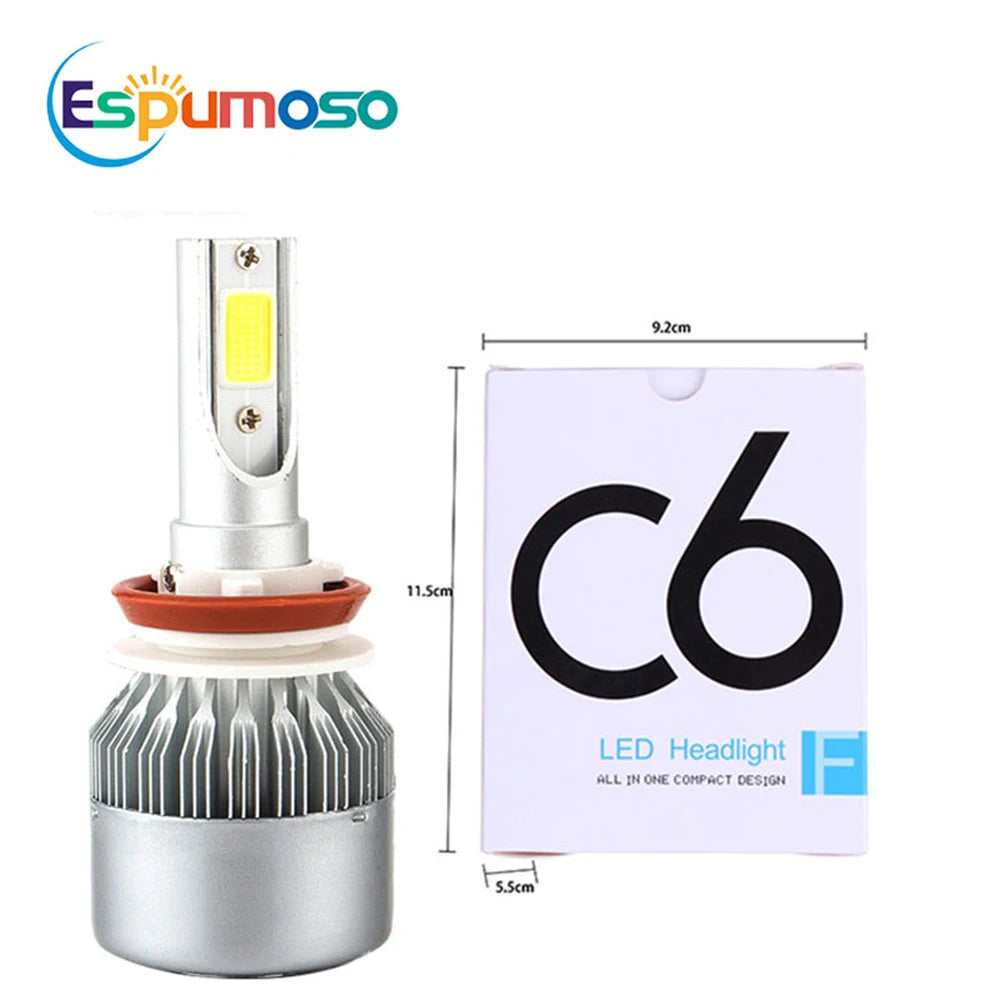 2 bombillas LED C6 H7 para faros delanteros de coche, H10, H4, H8, H9, H11, H13, 9004, 9005, 9006, 9007, 880, H27.