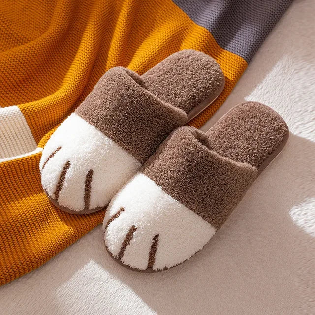 2023 New Cute Cat Claw Cotton Slippers Couple Thickened Warm Plush Slippers Women Indoor Autumn Winter Home Slippers 