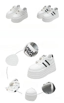 8cm Leather Flats Casual Dad Shoes Chunky Sneakers 2025 Women Platform Sports Shoes Ladies Skateboard Hidden Heels Shoes Tennis